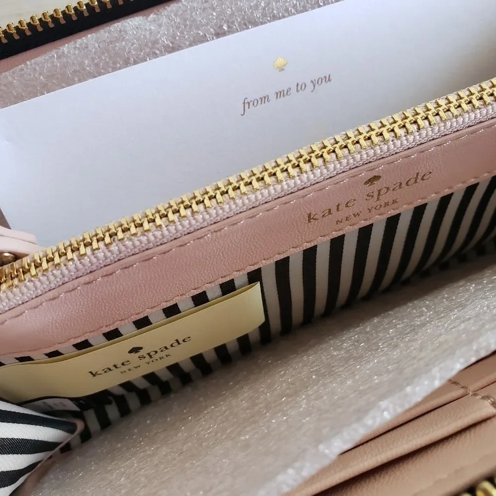 Kate Spade Hayes Street Pearl Lindsey Leather Long Zip Around Wallet Black